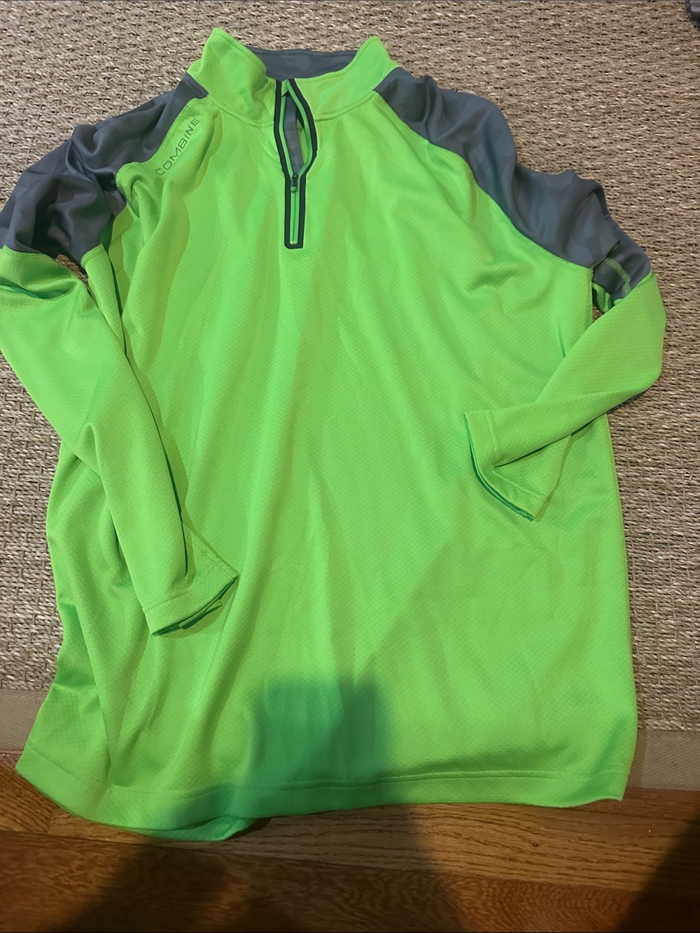 Under Armour Neon Green & Gray Quarter-Zip Athletic Pullover